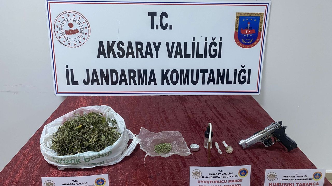 Aksaray Jandarmadan uyuşturucu operasyonu 1 Adaet Tabanca ele geçirildi.