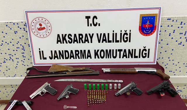 Aksaray Güzelyurt jandarma kontrolündeki  iş yerinden çıkan cephane