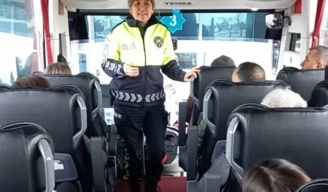 Aksaray Polisi Şehirlerarası Otobüslerde Emniyet Kemeri Denetimleri Yaptı